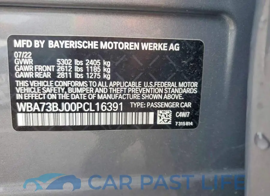 WBA73BJ00PCL16391# 12