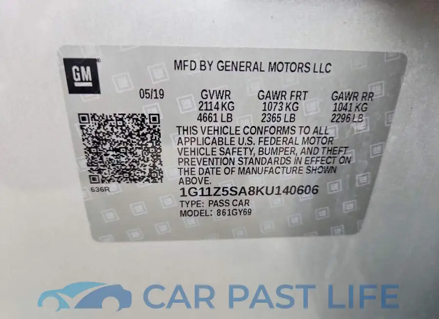 1G11Z5SA8KU140606# 12