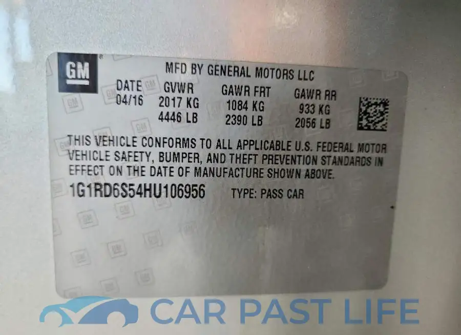 1G1RD6S54HU106956# 12