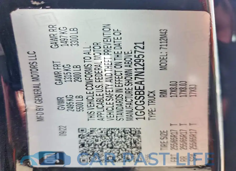 1GCGSBEA7N1295721# 12