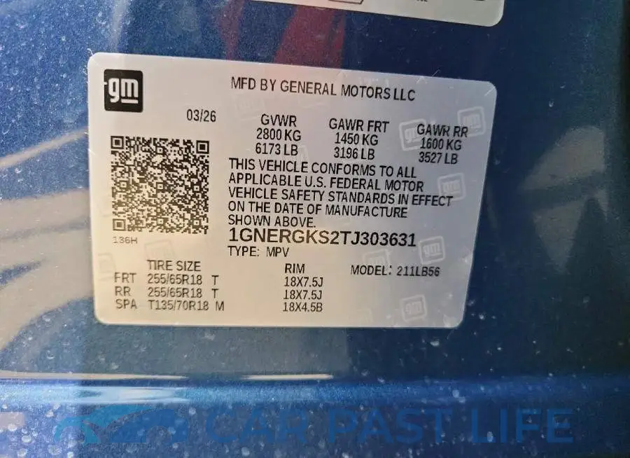 1GNERGKS2TJ303631# 12