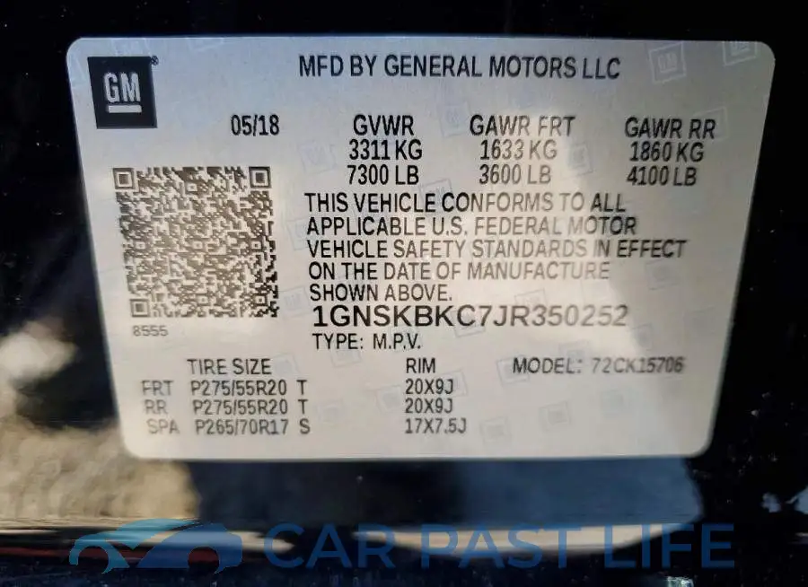 1GNSKBKC7JR350252# 14