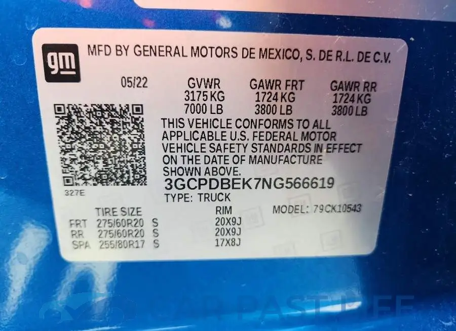 3GCPDBEK7NG566619# 12