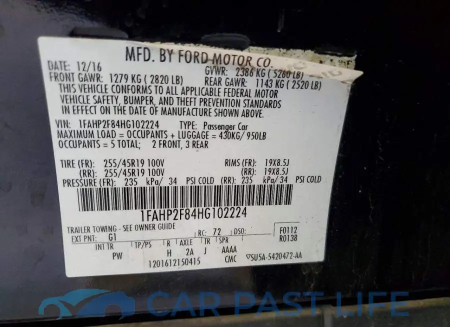 1FAHP2F84HG102224# 12