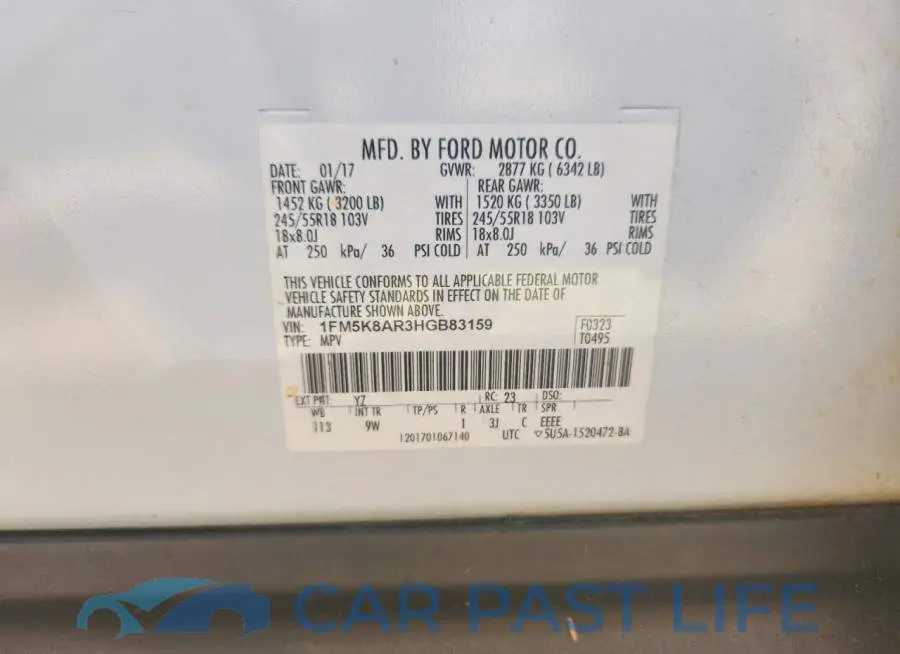 1FM5K8AR3HGB83159# 12