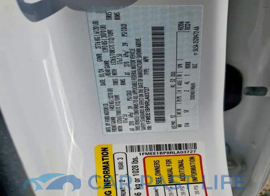 1FMEE1BP8RLA03727# 13