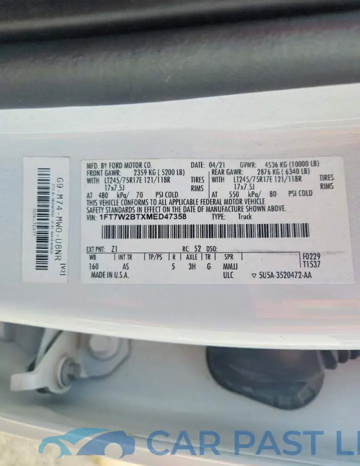 1FT7W2BTXMED47358# 12
