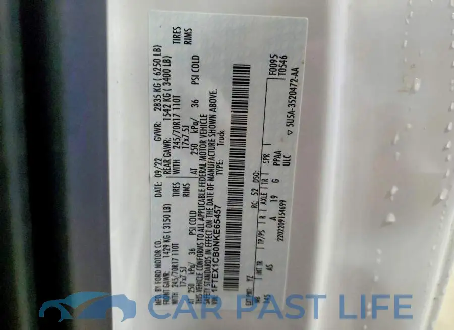 1FTEX1CB0NKE65457# 12