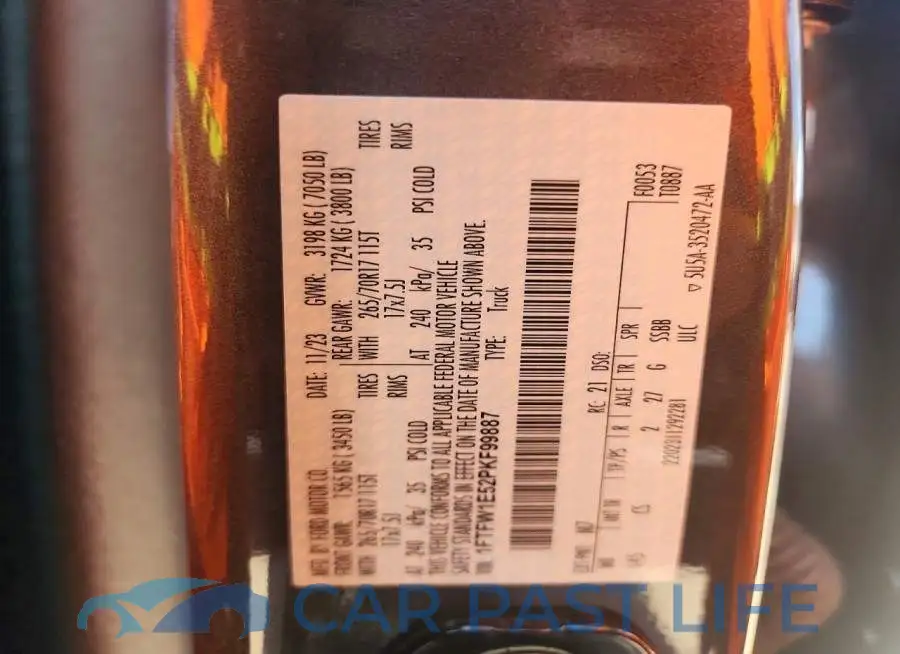 1FTFW1E52PKF99887# 12