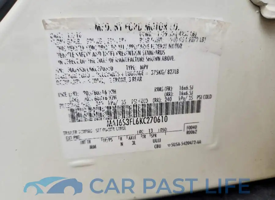 MAJ6S3FL6KC270610# 13