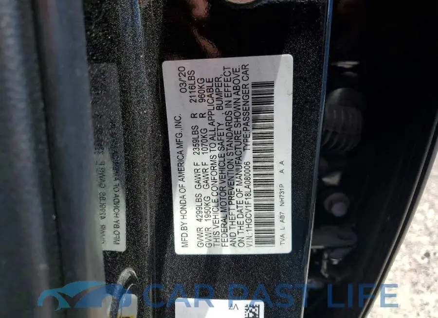 1HGCV1F18LA080006# 12