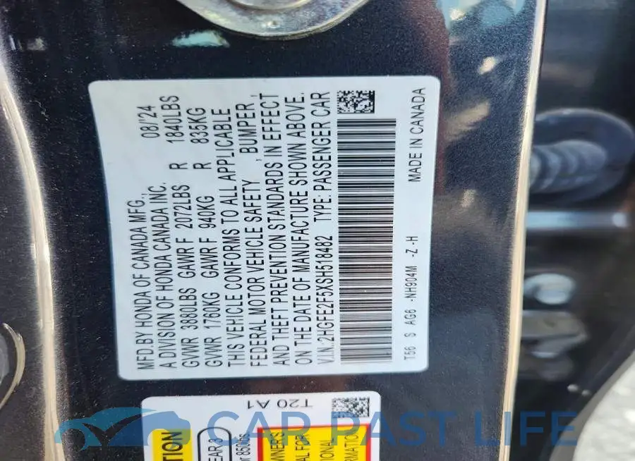 2HGFE2F5XSH518482# 12