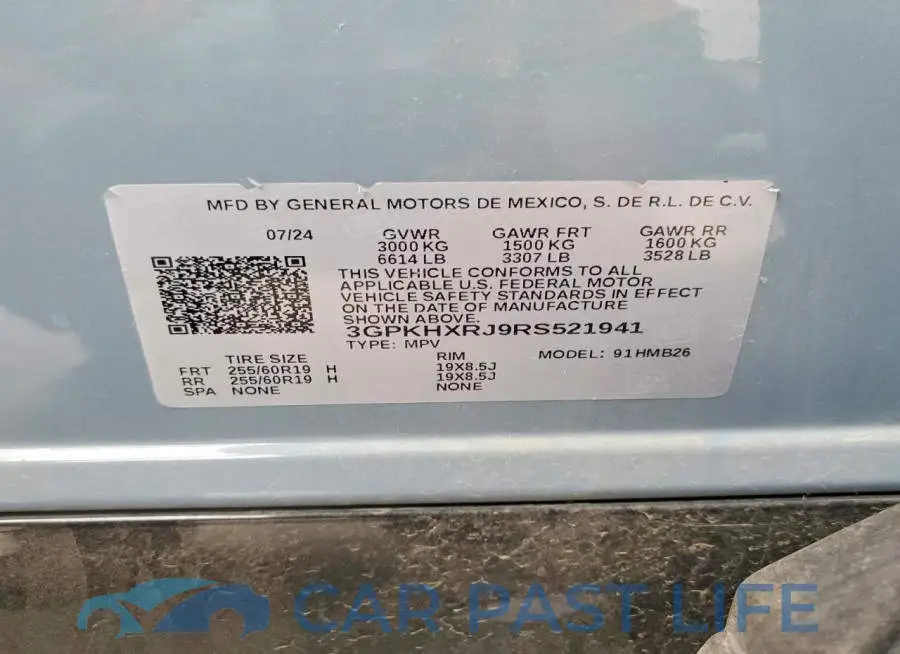 3GPKHXRJ9RS521941# 13
