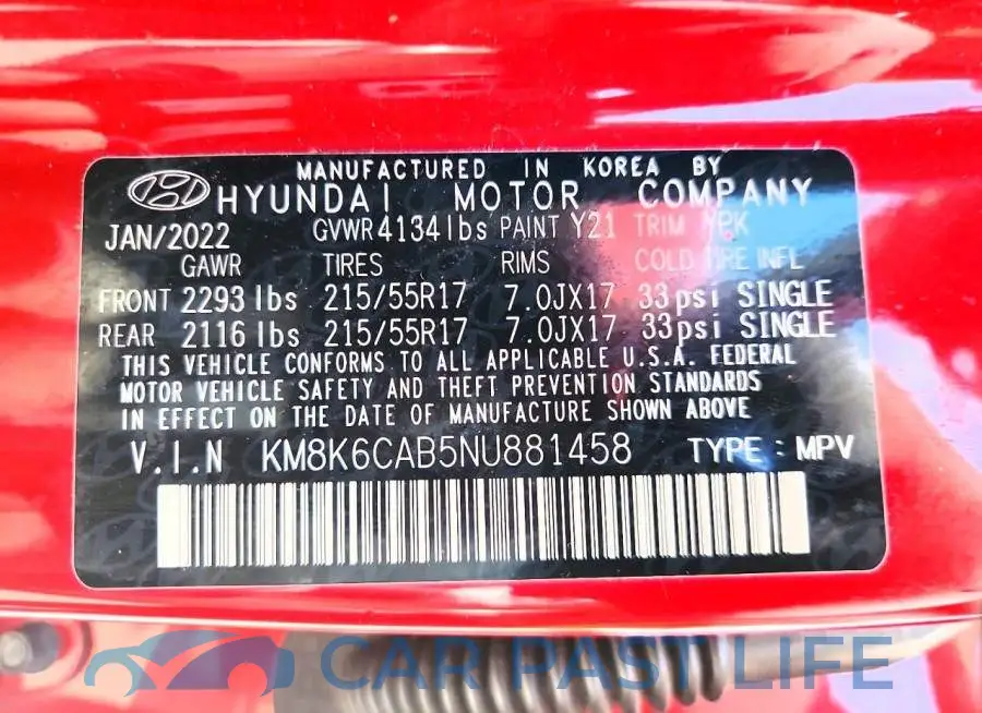 KM8K6CAB5NU881458# 13