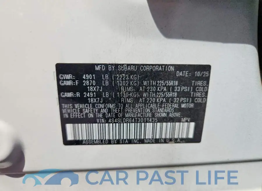 4S4SLDR64T3011435# 13