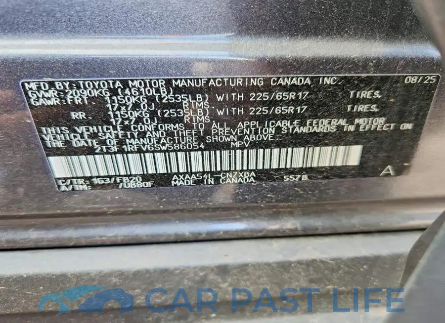 2T3F1RFV6SW586054# 14