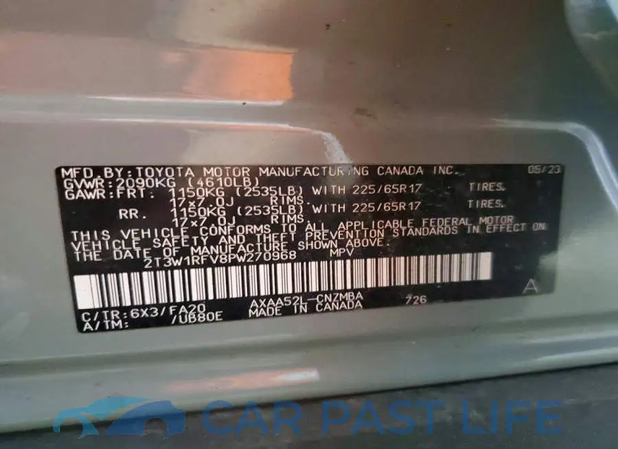 2T3W1RFV8PW270968# 13