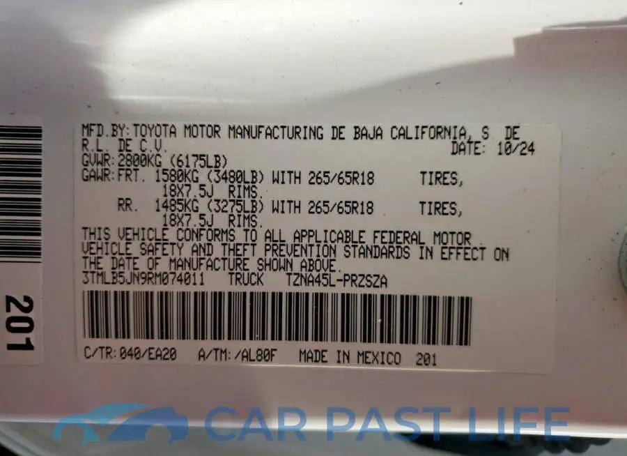 3TMLB5JN9RM074011# 12