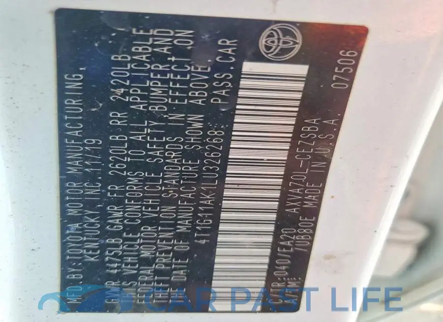 4T1G11AK1LU326268# 12