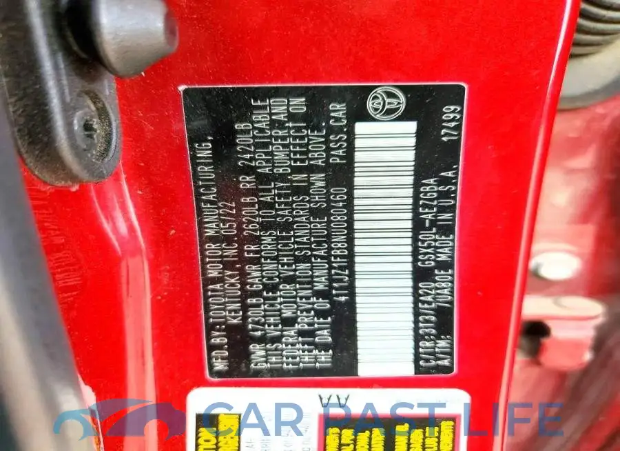 4T1JZ1FB8NU080460# 12
