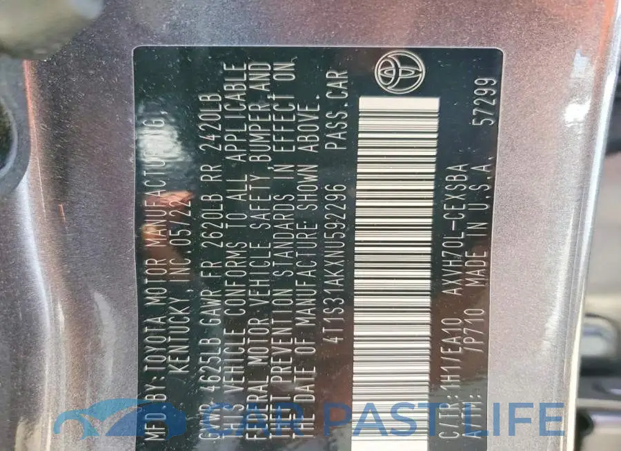 4T1S31AKXNU592296# 12