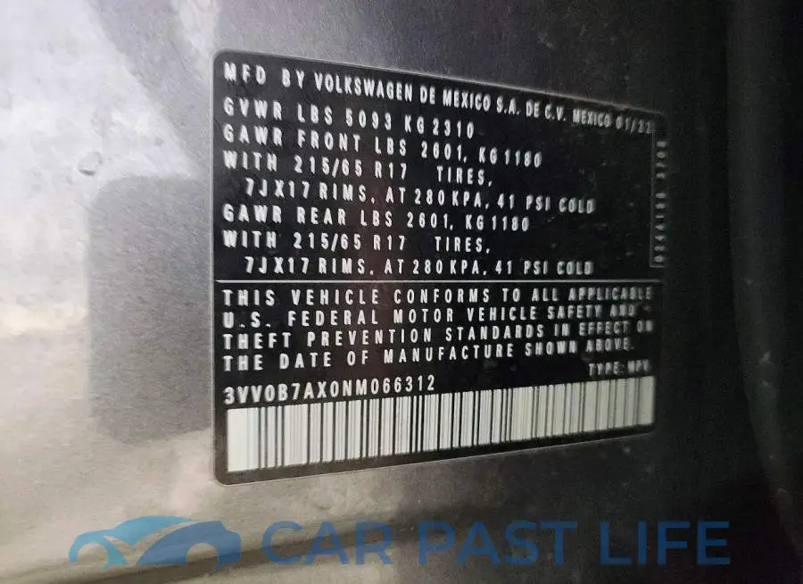 3VV0B7AX0NM066312# 13