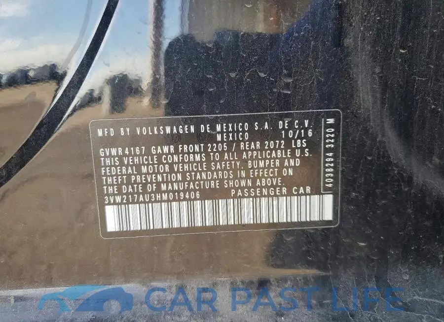 3VW217AU3HM019406# 12