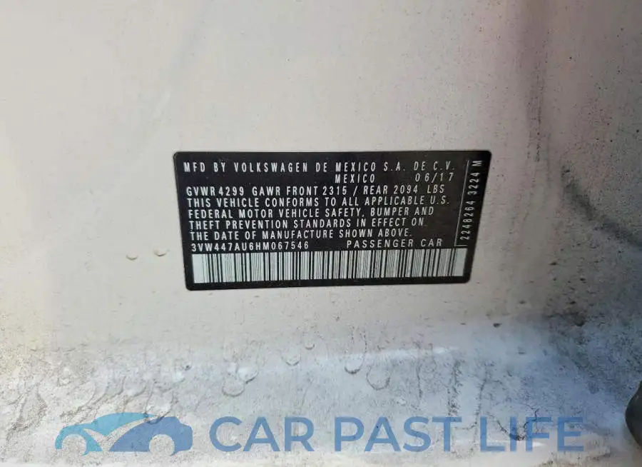 3VW447AU6HM067546# 12