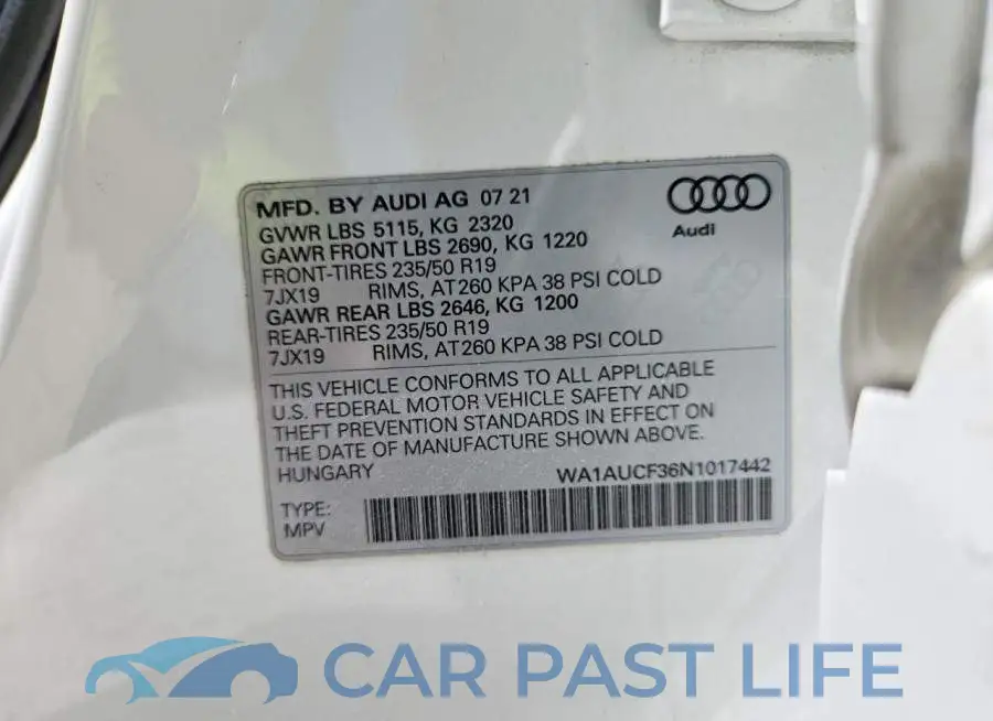 WA1AUCF36N1017442# 13