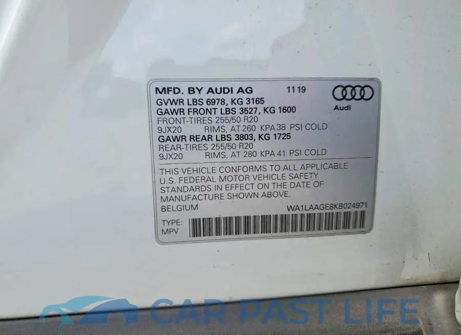 WA1LAAGE8KB024971# 13