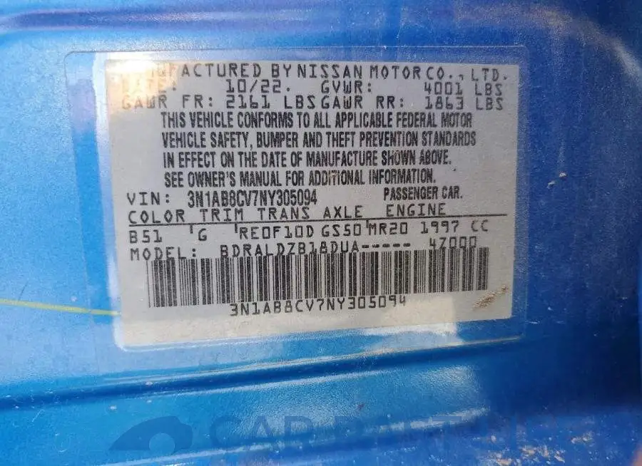 3N1AB8CV7NY305094# 12