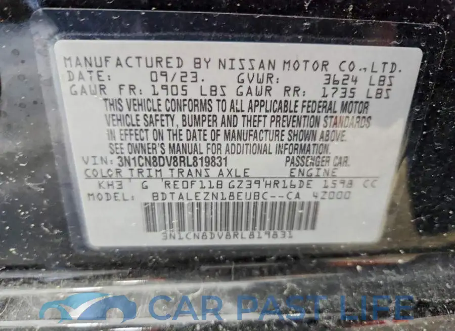 3N1CN8DV8RL819831# 12