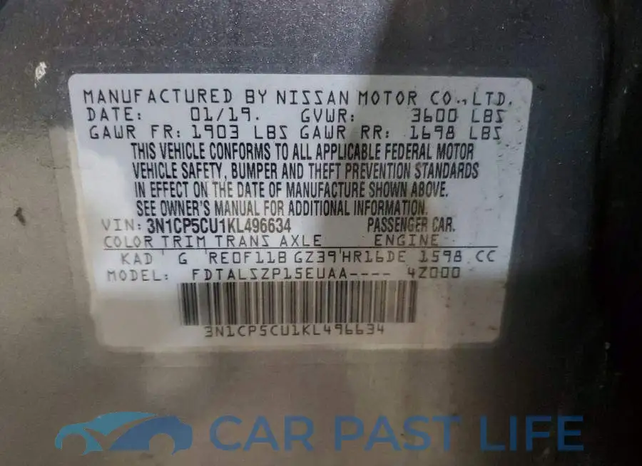 3N1CP5CU1KL496634# 13
