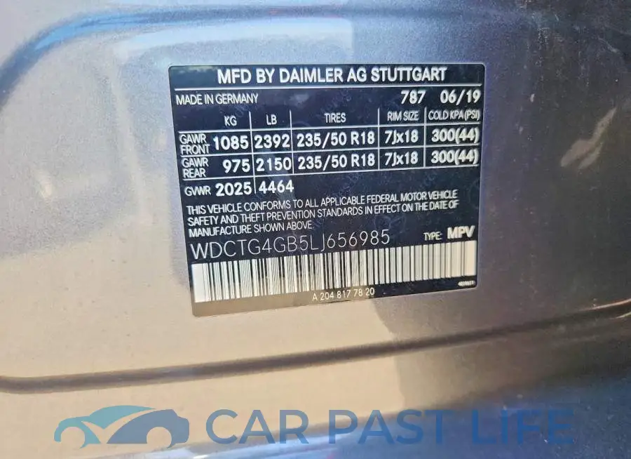 WDCTG4GB5LJ656985# 13