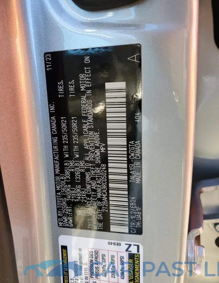 2T2BAMCA9RC050248# 13