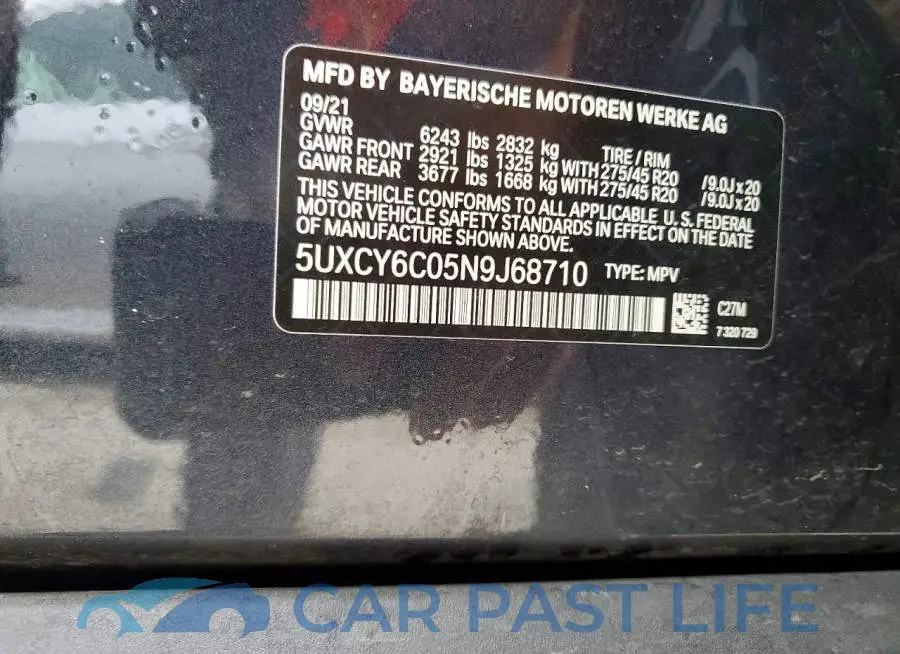 5UXCY6C05N9J68710# 13