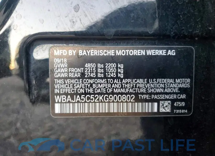 WBAJA5C52KG900802# 12