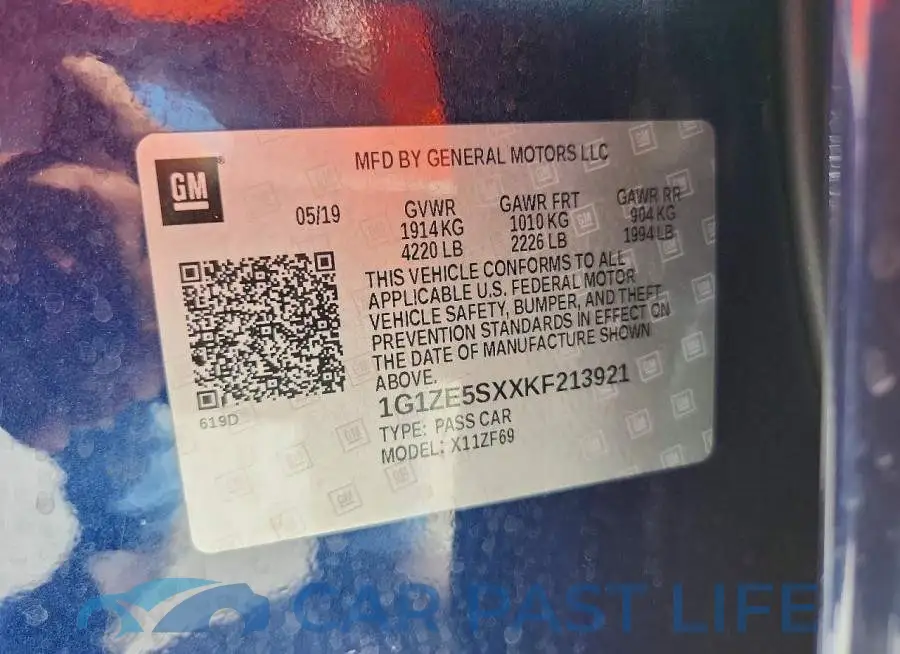 1G1ZE5SXXKF213921# 12