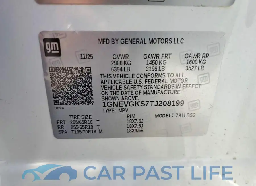 1GNEVGKS7TJ208199# 12