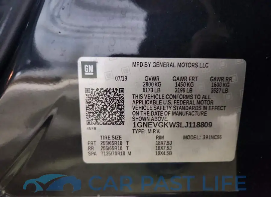 1GNEVGKW3LJ118809# 13