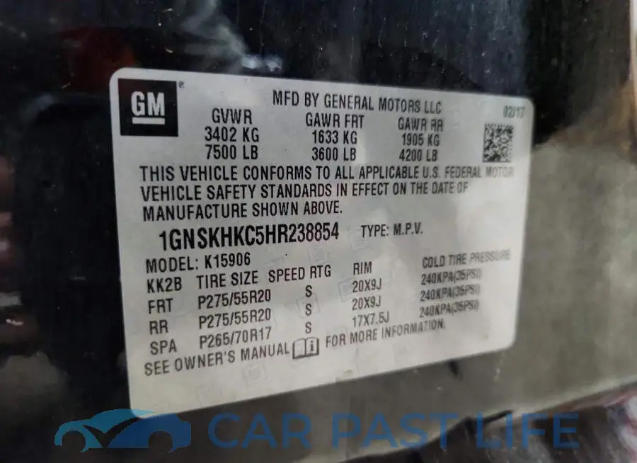 1GNSKHKC5HR238854# 13