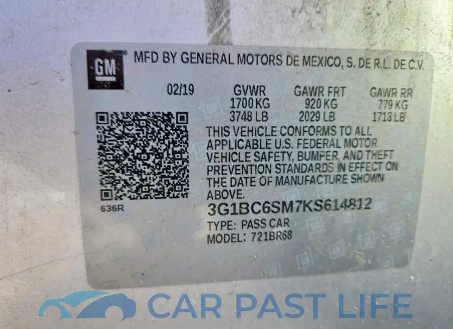 3G1BC6SM7KS614812# 12