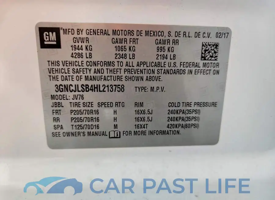 3GNCJLSB4HL213758# 12