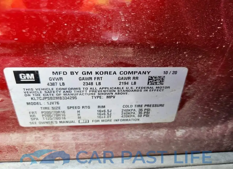 KL7CJPSB2MB334295# 13
