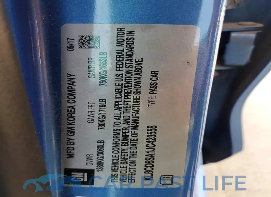 KL8CD6SA1JC423558# 13