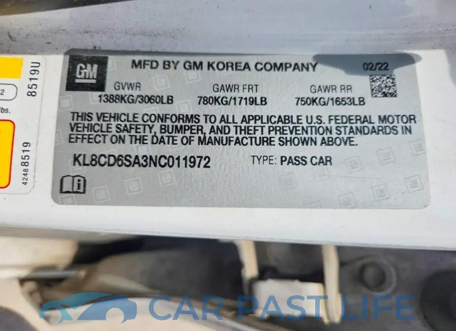 KL8CD6SA3NC011972# 12