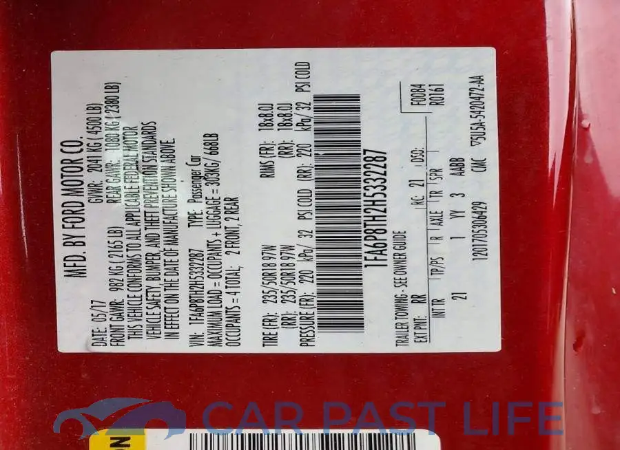 1FA6P8TH2H5332287# 12