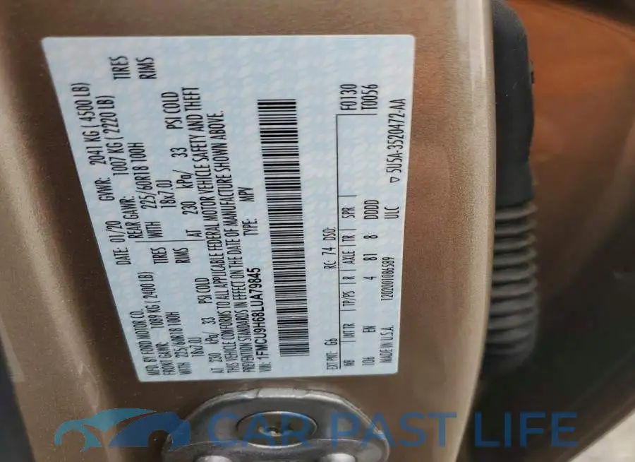1FMCU9H68LUA79845# 12