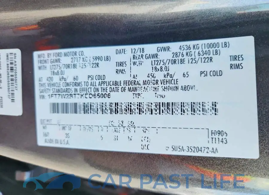 1FT7W2BT7KED65006# 12