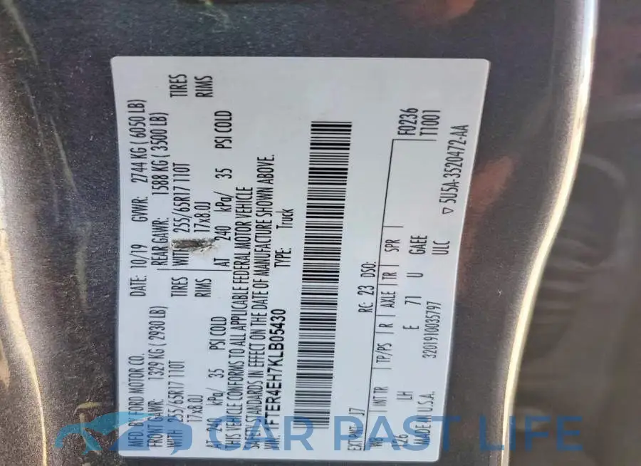1FTER4EH7KLB05430# 12